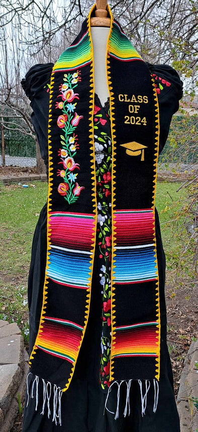 Mexican Stole Graduation Stole Class Of 2024 Graduation Floral Embroidered Stole