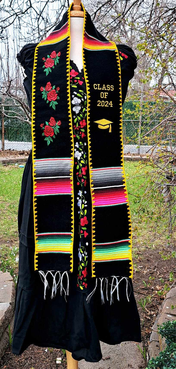 Mexican Stole Graduation Stole Class Of 2024 Graduation Floral Embroidered Stole