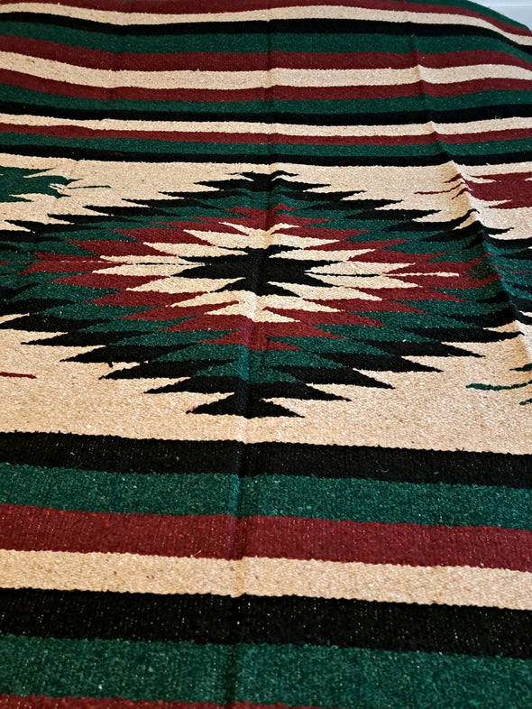 Beautiful Handwoven Diamond Pattern Mexican Blanket