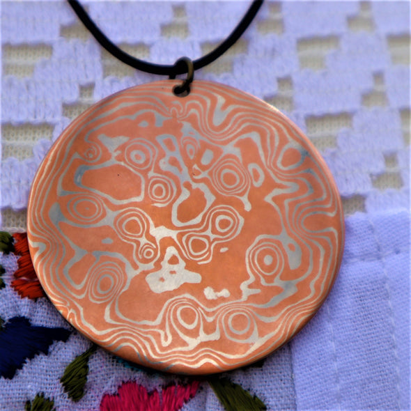 Copper & Nickel Mokume Gane Necklace Pendant