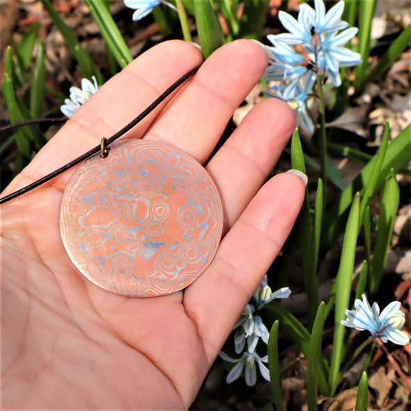 Copper & Nickel Mokume Gane Necklace Pendant